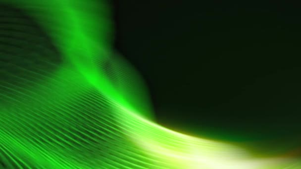 ネオンライトで暗く ぼやけた緑と黒の抽象的な背景の緑の波 — ストック動画