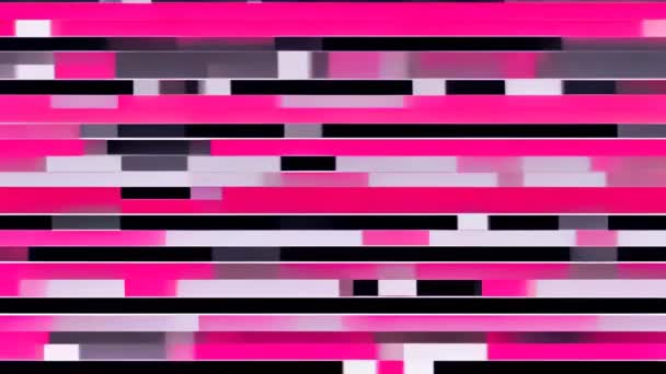Ροζ Και Μαύρες Glitchy Ρίγες Μια Οθόνη — Αρχείο Βίντεο