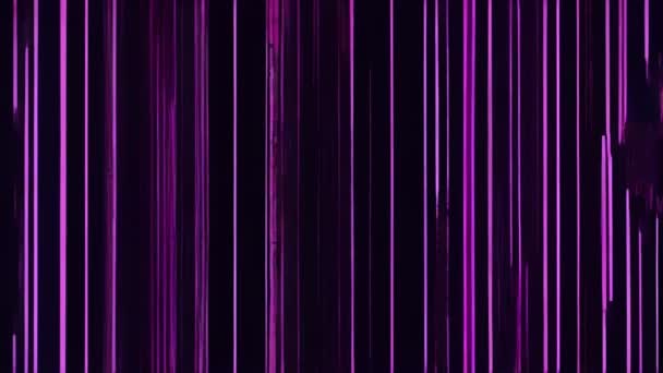 Una Pantalla Glitchy Púrpura Negra Con Muchas Líneas — Vídeos de Stock