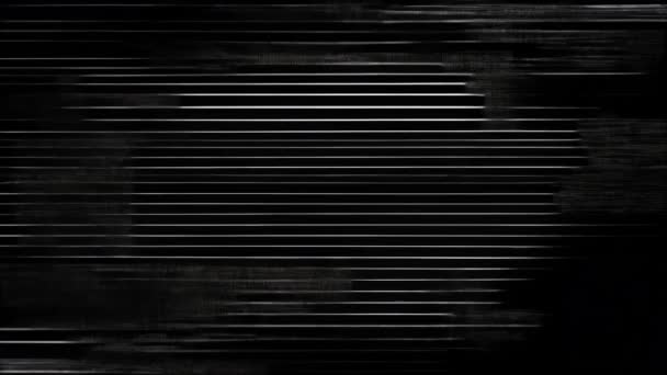 Schwarzer Bildschirm Mit Weißen Streifen Glitzerndes Rauschen — Stockvideo
