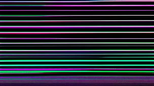 Uno Schermo Glitch Tremolante Con Una Combinazione Colori Viola Verde — Video Stock
