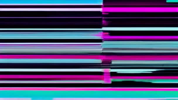 Uno Schermo Glitch Tremolante Con Una Combinazione Colori Viola Nero — Video Stock