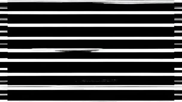 Glitchy Image Black Background White Stripes — Stock Video
