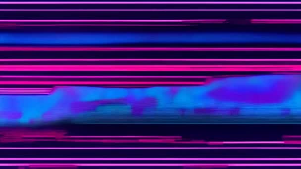 Blue Purple Glitchy Screen Pink Line — Stock Video