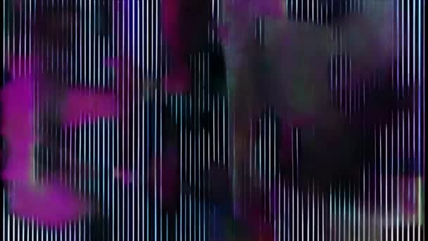 Глючит Фиолетовый Черный Экран Мерцающим Шумом — стоковое видео
