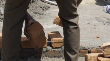 Efficient Brick Laying Technique - Expert Construction in Progress