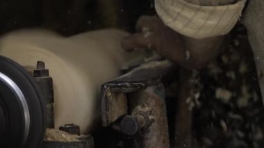Precision in Motion - A Close-Up View of Woodworking Expertise