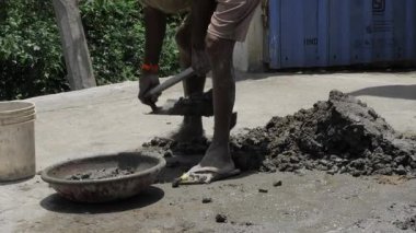 Efficient Cement Mixing in Progress - Expert Technique on Display