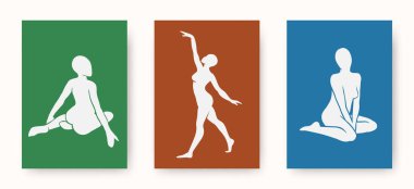 Soyut trend Matisse 'in vektör seti çeşitli pozlardaki kadın figürlerine ilham kaynağı oldu. Baskı, sosyal medya, kapak, duvar sanatı, poster, logo ve desen için sanat afişleri