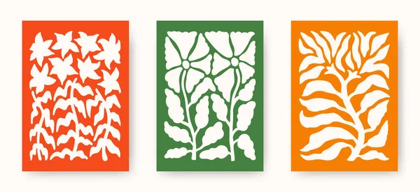 Векторный Набор Абстрактных Цветковых Плакатов Модные Минималистические Эстетические Ботанические Настенные — стоковый вектор