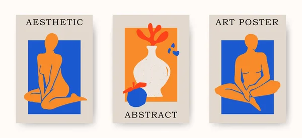 Ensemble Vectoriel Figures Abstraites Mode Matisse Inspirées Corps Féminin Dans — Image vectorielle