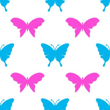 Şirin kelebek, kusursuz tekrarlanmayan desen tasarımı arka planı. Moda, kapak ve tekstil için renkli kelebekler..