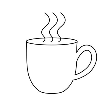 Kahve fincanının vektör simgesi. Kupa düz amblem, rozet, beyaz arka planda izole edilmiş logo tasarımı şablonu. İçecekler, menü düzeni, web, uygulamalar için. Düzenlenebilir vuruş