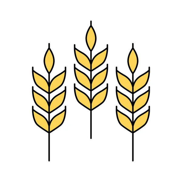 Векторная Линейная Иконка Пшеничного Уха Выделена Белом Фоне Эмблема Дизайн — стоковый вектор