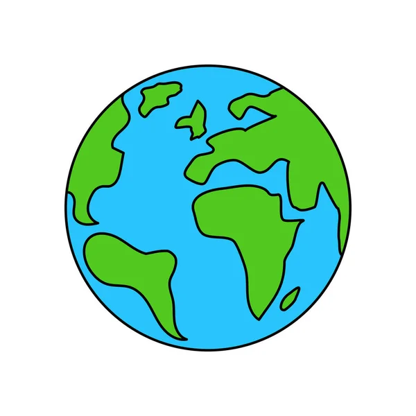 Ícone Linear Vetorial Planeta Terra Isolado Sobre Fundo Branco Emblema — Vetor de Stock