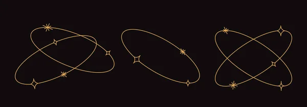 Ensemble Vectoriel Cadres Esthétiques Minimalistes Linéaires Bordures Avec Des Étoiles — Image vectorielle