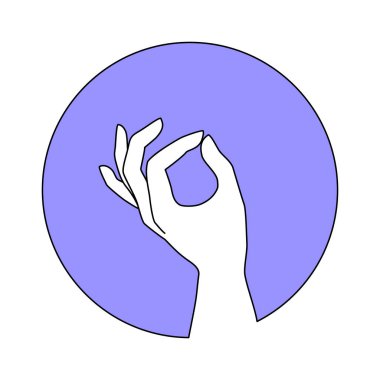 Vektör kadın el logosu en az doğrusal şekilde. Amblem, beyaz arka planda el hareketleriyle izole edilmiş sembol tasarım şablonu. Kozmetik, güzellik, dövme, spa, manikür, masaj için