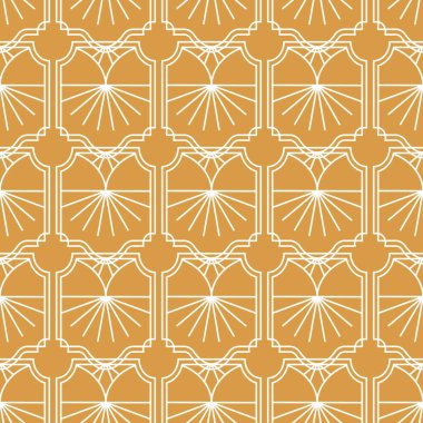 Art deco-retro tarzında vektör kusursuz desen. Moda, afiş ve baskı için zarif lüks geometrik şekillere sahip soyut altın yenilikçi arka plan
