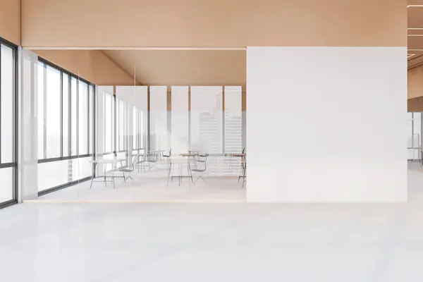 Lujo Espacioso Interior Oficina Luz Con Blanco Blanco Simulacro Lugar —  Fotos de Stock