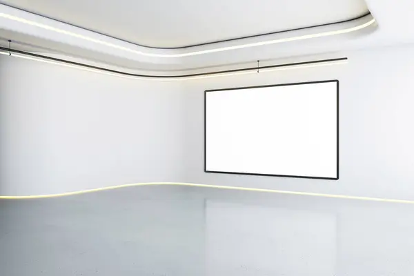 Espaço Elegante Galeria Moderna Com Iluminação Curva Grande Outdoor Branco — Fotografia de Stock
