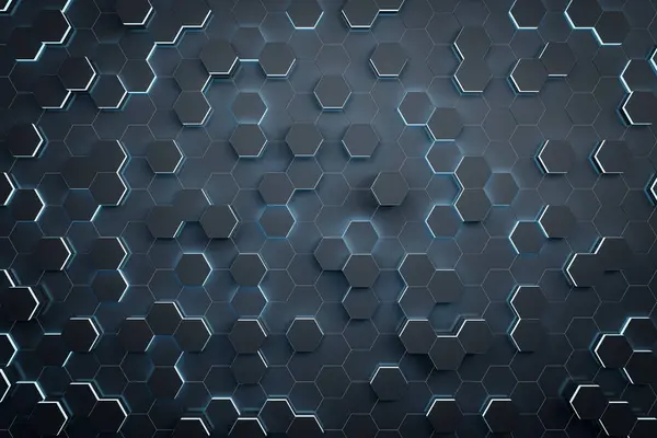 Creative Dark Hexagonal Wall Background Landing Page Concept Rendering — Stock Photo, Image