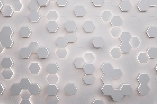 Creative Light Hexagonal Wall Backdrop Landing Page Concept Rendering — Stock Photo, Image