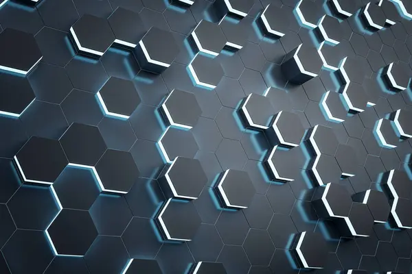 Creative Dark Hexagonal Wall Wallpaper Landing Page Concept Rendering — Stock Photo, Image