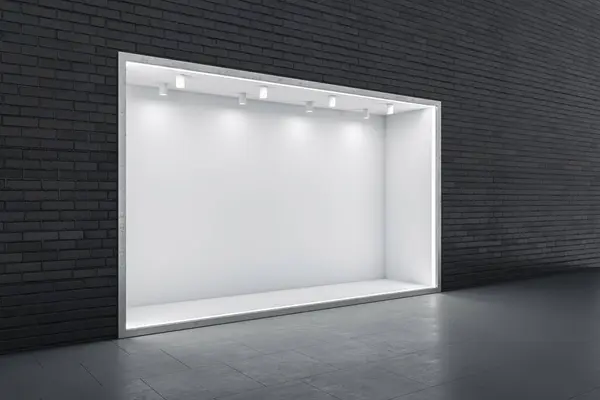 Vista Prospectiva Branco Nicho Iluminado Branco Com Lugar Para Apresentação — Fotografia de Stock