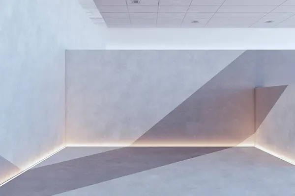 Moderno Luminoso Interno Sala Espositiva Cemento Con Luce Solare Ombre Immagini Stock Royalty Free