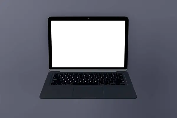 Blanco Laptop Computer Monitor Lichtgrijze Achtergrond Technologie Modelleren Plaats Webinar Rechtenvrije Stockfoto's