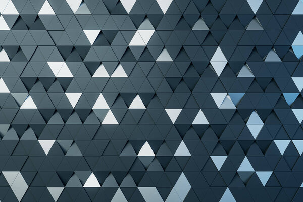Creative gray geometric triangles background. Landing page concept. 3D Rendering