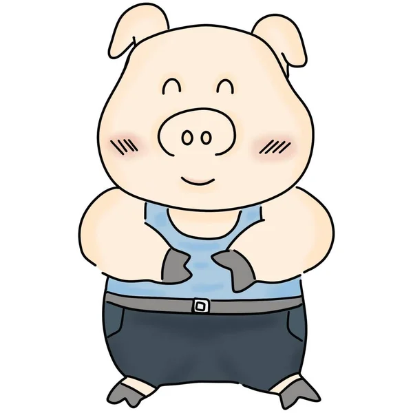 可愛い豚のキャラクター — ストック写真