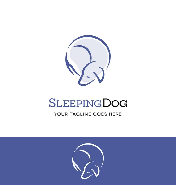 Sleeping Σκυλί Σχεδιασμό Λογότυπο Για Κατοικίδιο Ζώο Συνεδρίαση Σχετικές Επιχειρήσεις — Διανυσματικό Αρχείο