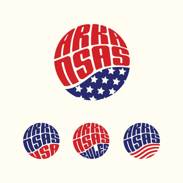 Arkansas Usa Patriotischer Aufkleber Oder Buttonsatz Vektor Illustration Für Reiseaufkleber lizenzfreie Stockillustrationen