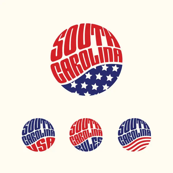 South Carolina Usa Patriotiska Klistermärke Eller Knapp Set Vektor Illustration Vektorgrafik