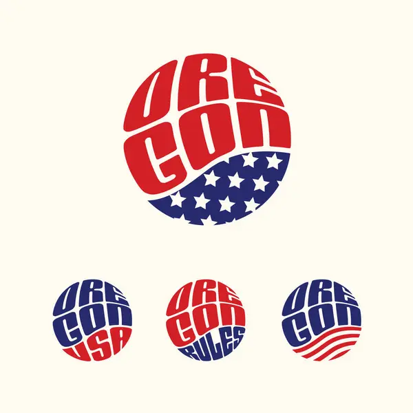 Oregon Usa Patriotiska Klistermärke Eller Knapp Set Vektor Illustration För Stockillustration