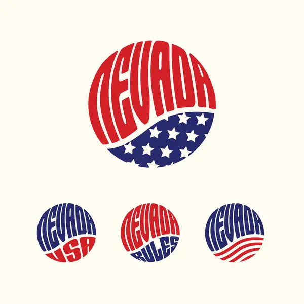 Nevada Usa Patriotiska Klistermärke Eller Knapp Set Vektor Illustration För Royaltyfria Stockvektorer