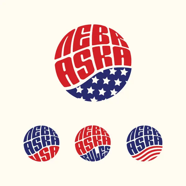 Nebraska Usa Patriotiskt Klistermärke Eller Knappsats Vektor Illustration För Resor Royaltyfria illustrationer