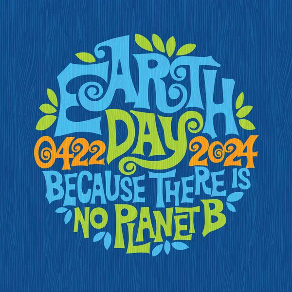 Retrodesign För Earth Day 2024 Handritade Bokstäver Tals Affischstil För Royaltyfria Stockvektorer