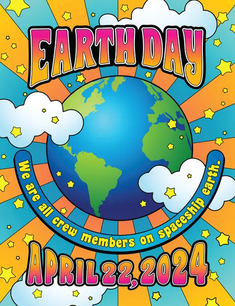 Színes Föld Napja 2024 Design Föld Bolygóval Plakát Közösségi Média Stock Vektor