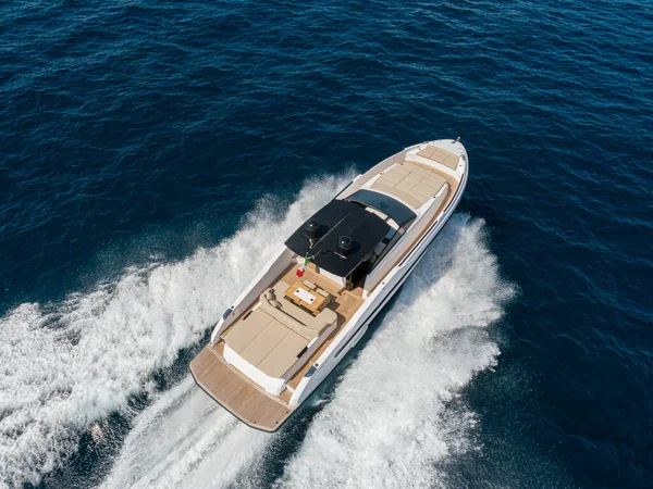 Aerial View Luxury Yacht Mediterranean Sea Napoli Coast Stock Picture