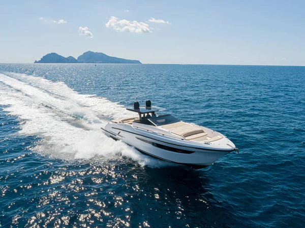 Veduta Aerea Uno Yacht Lusso Nel Mar Mediterraneo Costa Napoli — Foto Stock