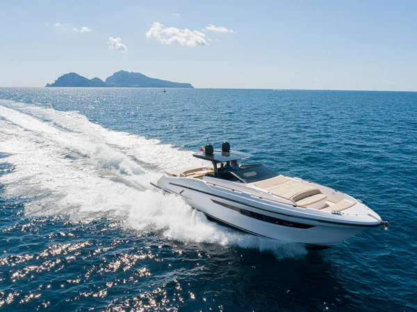 Veduta Aerea Uno Yacht Lusso Nel Mar Mediterraneo Costa Napoli — Foto Stock
