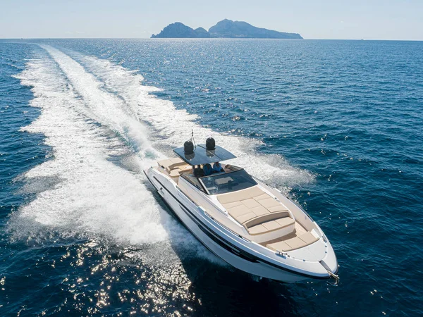 Aerial View Luxury Yacht Mediterranean Sea Napoli Coast — Stock Photo, Image