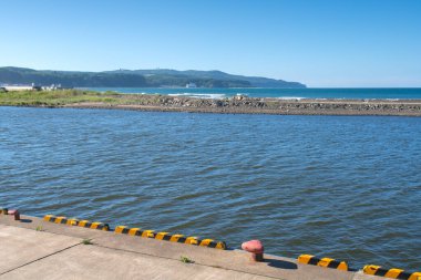Abashiri Limanı kuzeydoğu Hokkaido, Abashiri, Okhotsk Subfecture, Hokkaido, Japonya 'daki Okhotsk Denizi' ne bakar.