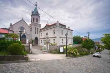 Hakodate, Oshima Kaymakamlığı, Hokkaido, Japonya - 18 Ağustos 2023 - Motomachi bölgesinde bir kilise olan Rum Ortodoks Kilisesi Sahnesi