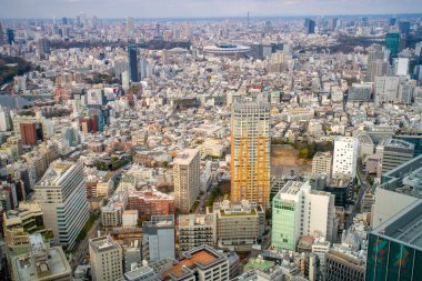 Tokyo şehrinin hava manzarası Shibuya gökyüzünden, Tokyo, Japonya