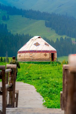 Nalati Grassland, one of the most beautiful grasslands in China for its alpine and valley scenery, Xinyuan County, Ili Kazak autonomous prefecture, Xinjiang Uygur autonomous region, China clipart