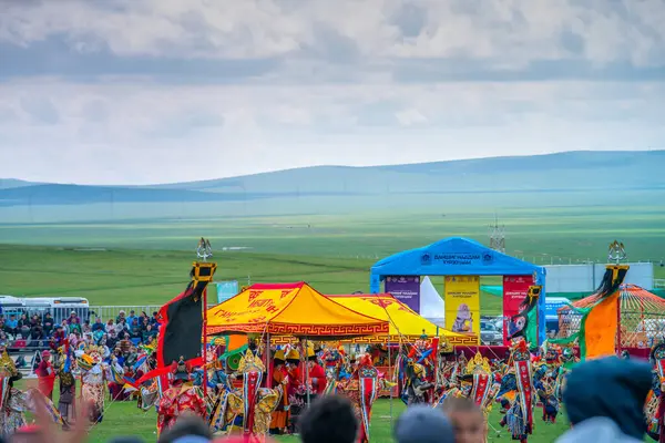 stock image Ulaanbaatar, Mongolia - August 3, 2024 -Danshig Naadam and Khuree Tsam festival, the ancient religious and cultural festival of Mongolia, related to the enthronement ceremony of His Holiness Zanabazar