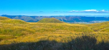 Mount Aso, or Aso Volcano, the largest active volcano in Japan stands in Aso Kuju National Park in Kumamoto Prefecture, Kyushu, Japan clipart